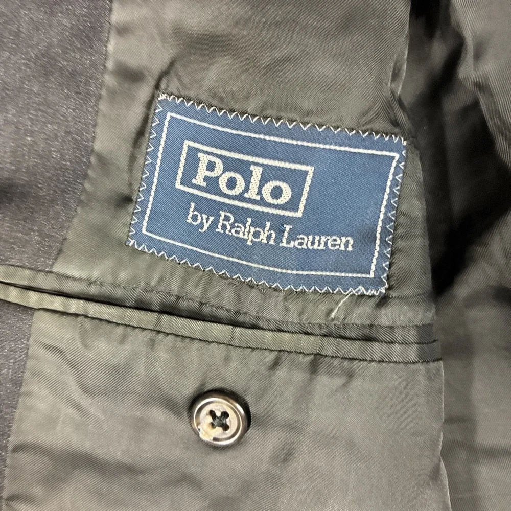 Vintage Polo Ralph Lauren Blue Label Three Button Black Blazer Made in Italy 38S